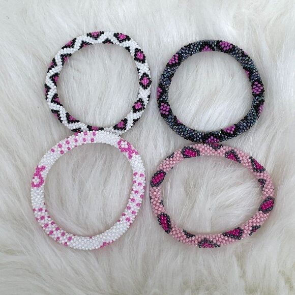 ALL PROFITS TO CHARITY! Bracelets Hand Crocheted in Nepal (set of 4) #683 - Picture 3 of 5